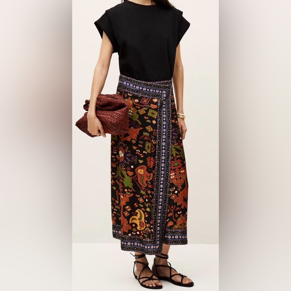 ba&sh Black Varper Wrap Skirt, French size 40